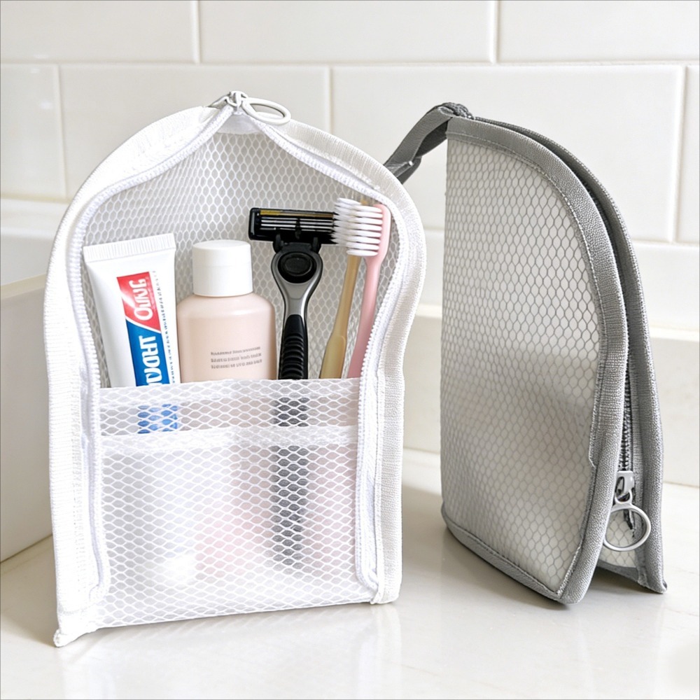 Cosmetic Bags - Сетчатая косметичка-органайзер: дышащая, быстросохнущая, вертикальная, для