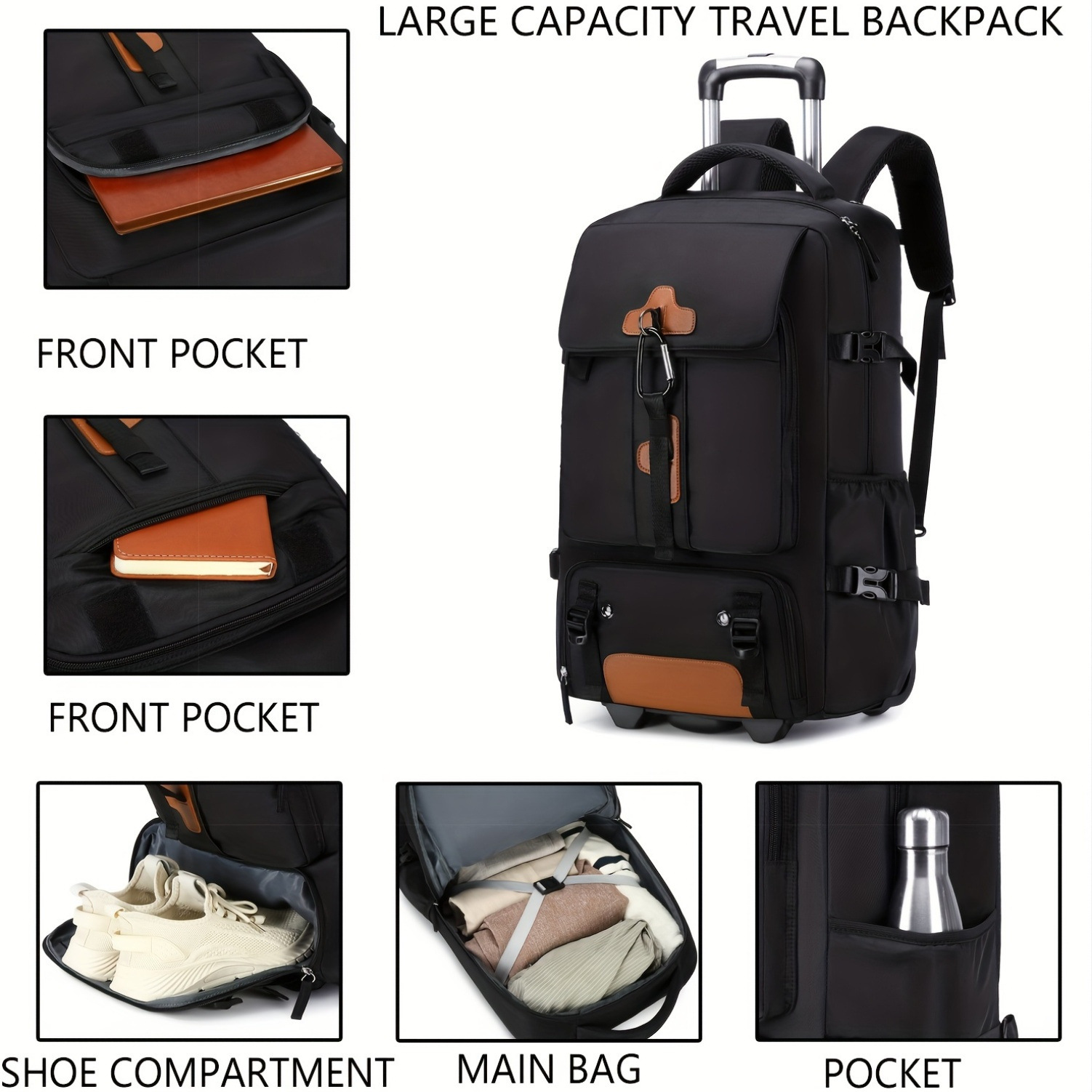 Рюкзак на колесах с большой вм – обзор и цена Foldable Rolling Luggage Bag